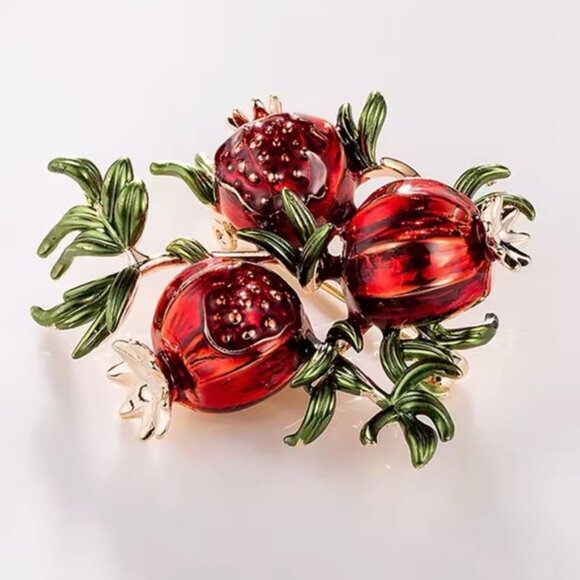 Betsey Johnson Longevity Red Pomegranate Brooch - Picture 5 of 7
